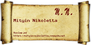 Mityin Nikoletta névjegykártya